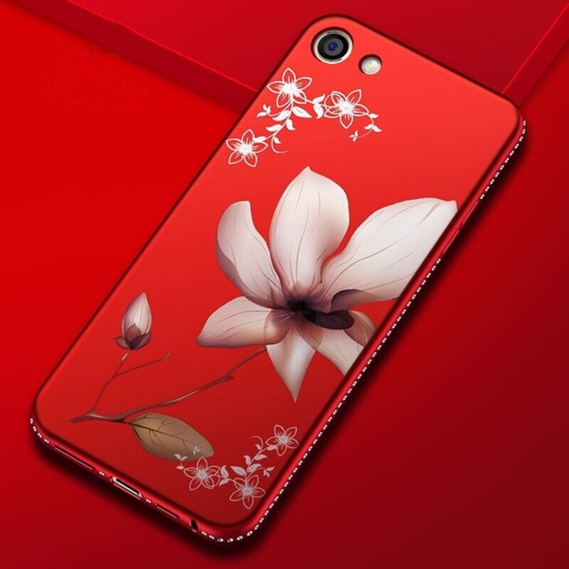 M6 Note Rhinestone Frame Case ForMeizu M5 Note M5s M6 Luxury 3D Relief Flower Pattern Soft Silicone Cover: M5 Note / Red(BH)