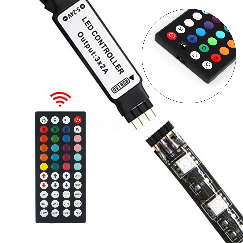 Black Led Controller Keys Led Ir Rgb Controller Grandado