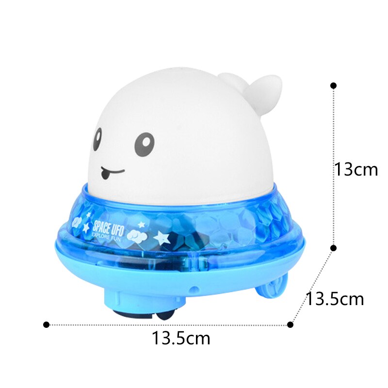 Badelegetøj 2 in 1 induktionsspray vandlegetøj og rum ufo legetøj med led lys musikalsk springvand legetøj sprinkler badelegetøj til småbørn: Wtlb 001-7