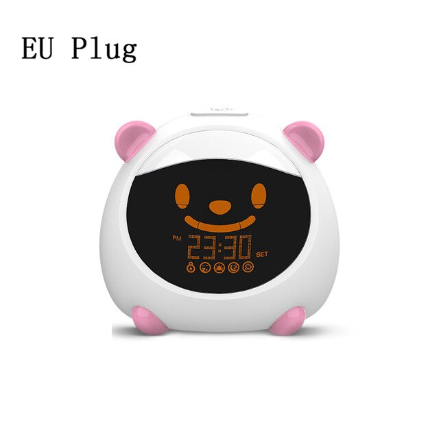 Wifi slimme kinderwekker slaaptrainer klok licht geluid expressie smart life tuya app spraakbesturing met alexa google home: Roze eu-stekker