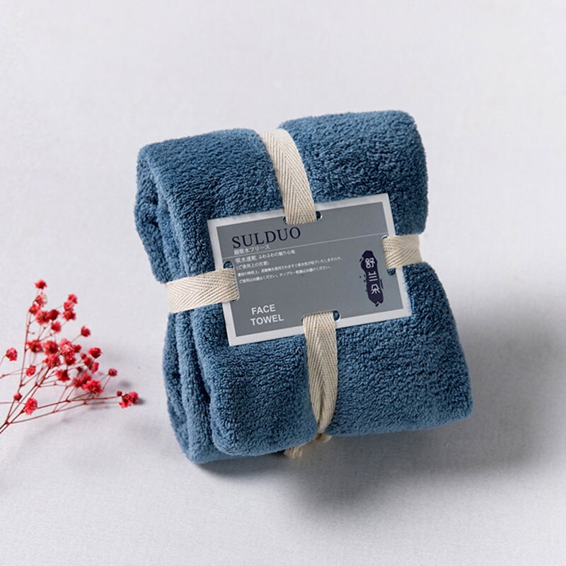 Serviette de bain de luxe en éponge velours pour adultes, 36x80cm, grande serviette douce et absorbante, couleur unie, pour salle de bain: Bleu marine
