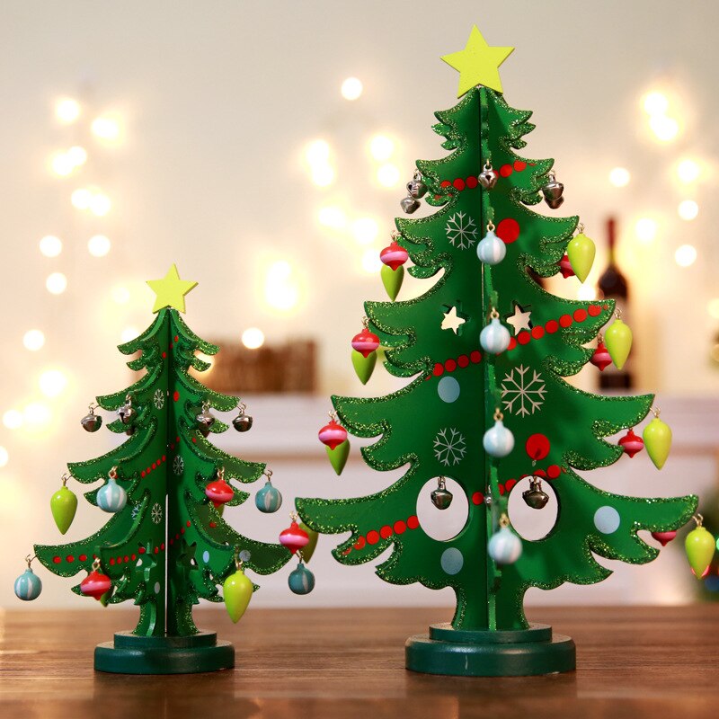 Christmas Decorations Three-dimensional Wooden Christmas Tree Wooden Office Cashier Desktop Decoration Props