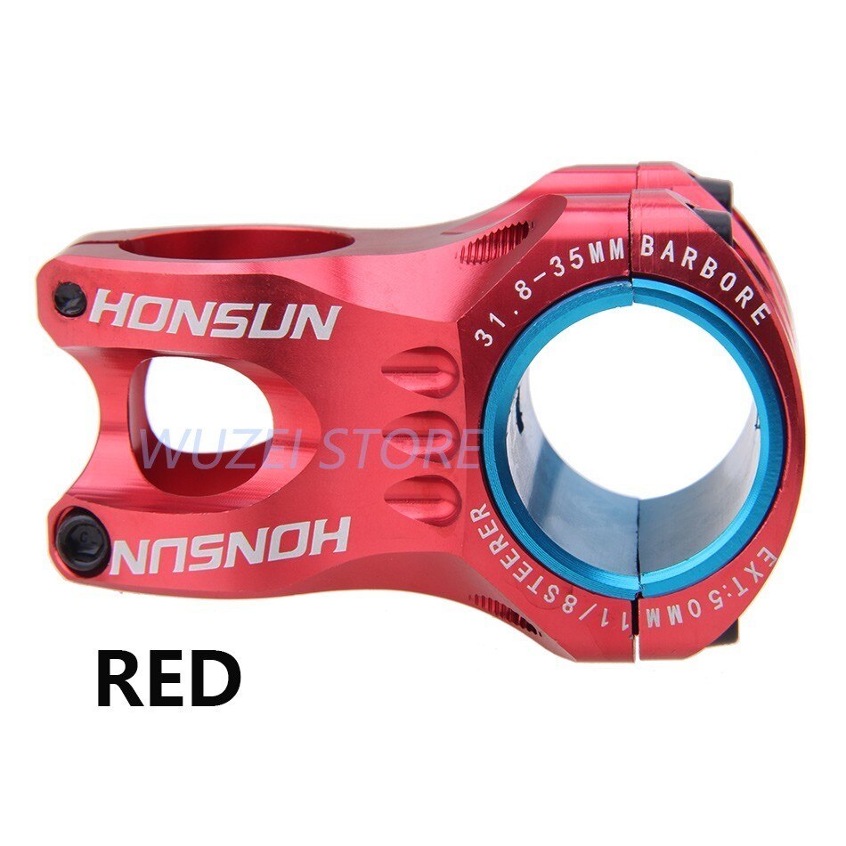 Honsun mountainbike 50/70mm højstyrke letvægts styr stig 35mm /31.8mm stamme til xc am mtb mountainbike del: Rød 0 grader