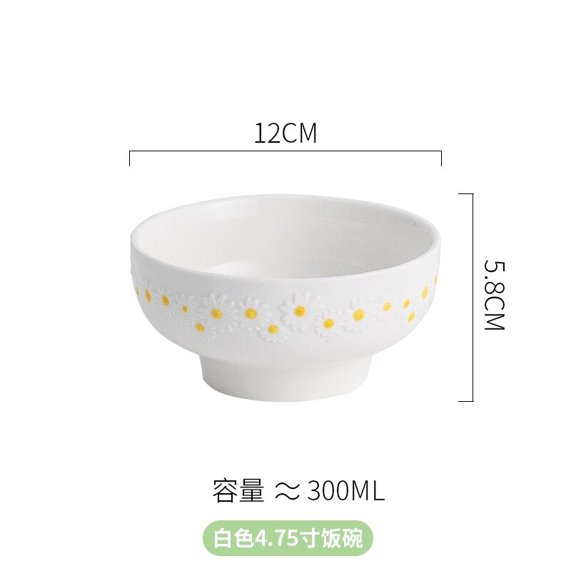 Ceramic Tableware Dishes And Plates Sets Small Daisy Underglaze Home Dinner Food Salad Bowl Western Cup Dessert Steak Tray Plate: F1 4.75 inch bowl