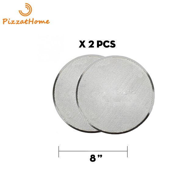 PizzAtHome 6 to 22 inch Pizza Stone Seamless Aluminum Mesh Pizza Pan Baking Screen Round Pizza Tool Oven Accessories Bake Ware: 8 inch x 2Pcs