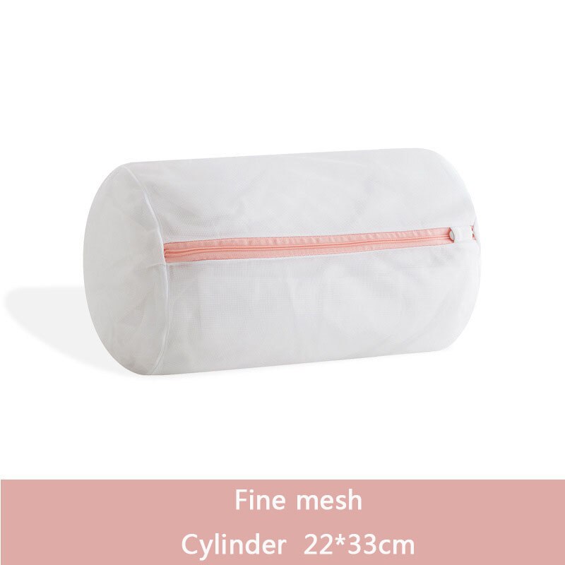 Fresh Solid Laundry Washing Bag Beautiful Zippers High Density Permeable Mesh Large Washing Machine Protection Bags For Clothes: Fine Mesh Cylinder