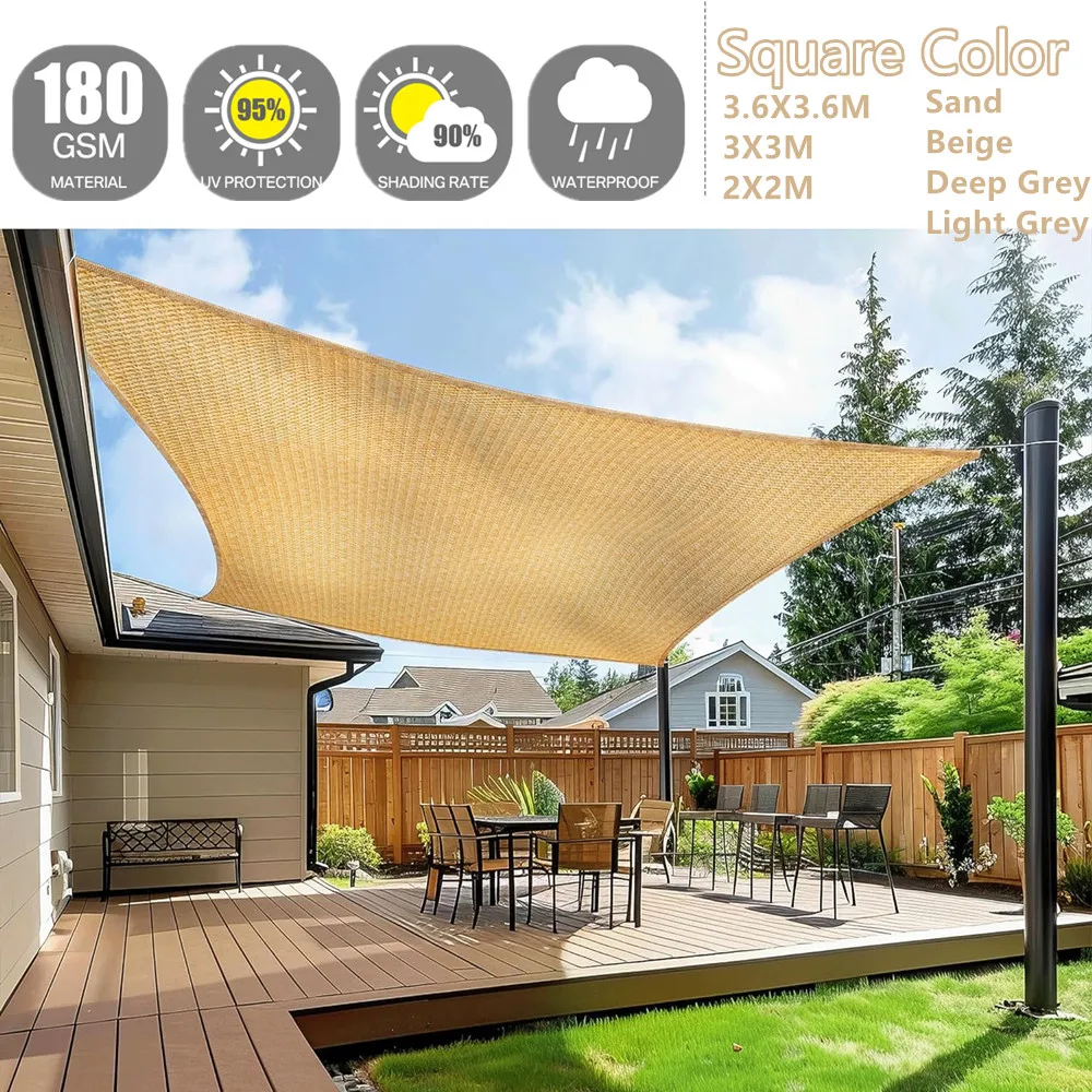 3.6/3/2m quadratische Schatten Segel wasserdicht Rechteck Baldachin Sonnenschutz für Terrasse Pergola Hof Hinterhof Abdeckung Markise Stoff Bildschirm