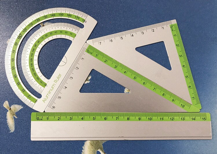 1/2/4 Willekeurige Kleur Aluminium Heerser Tekening Meting Geometrie Driehoek Heerser Straightedge Gradenboog Een Verscheidenheid Van Heersers