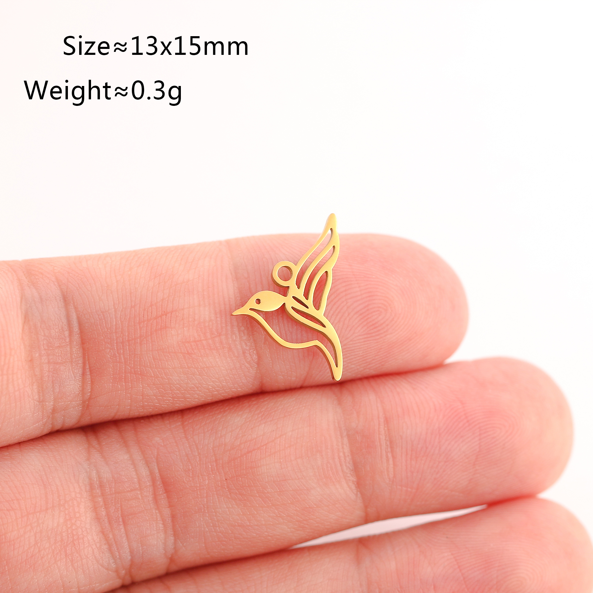 5 stuks/set dierenklauw bedeltjes van roestvrij staal: kat/olifant/kolibrie/yoga bedeltje voor het maken van doe-het-zelf kettingen, oorbellen, sieraden en hangers: Oranje