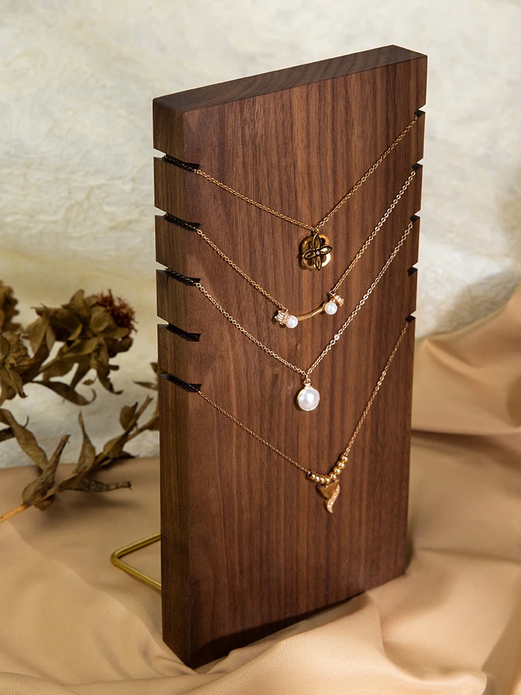 Walnut Jewelry Display Stand Necklace Display Stand Wooden Multiple Pendants Easel Showcase Display Holder for Necklaces