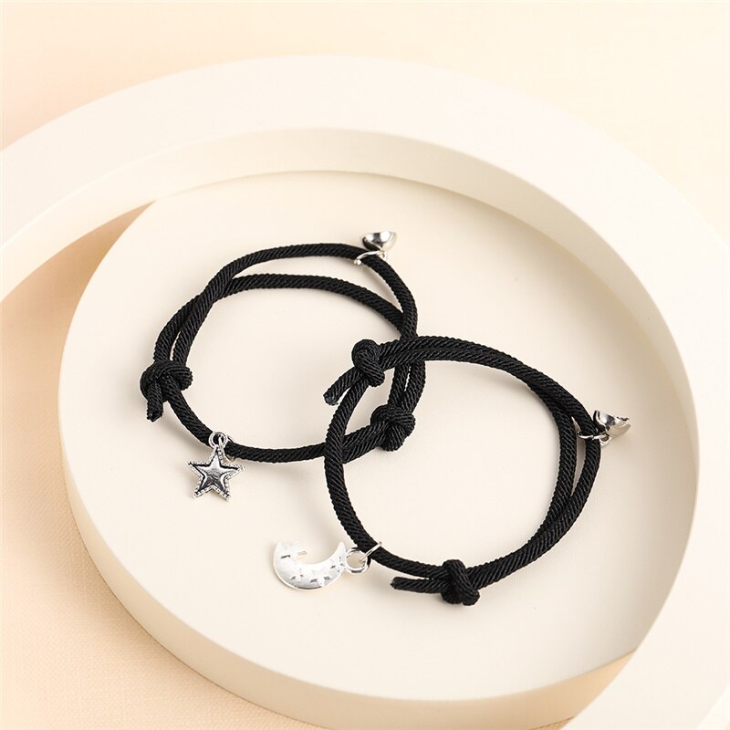 2 Teile/satz Paar Armbinde Magnet Ball Passenden Armbänder Liebhaber Mond Sterne Magnetische Armbinde Freundschaft Armbänder Valentinstag: TD5403601