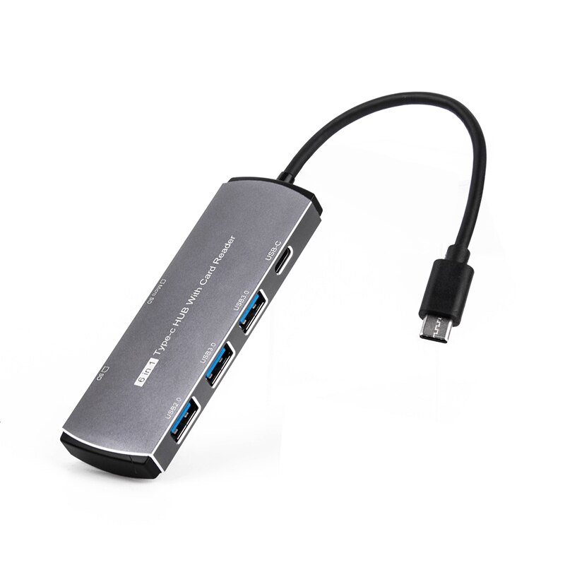 6 In 1 Type C Hub Extender Docking Station Usb Multifunctionele Type-C Hub Hub Geschikt Voor Pc Laptop