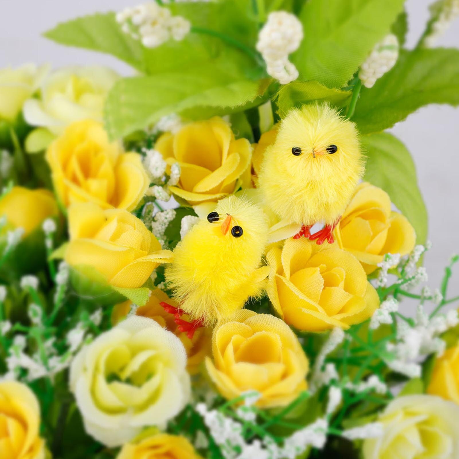 36PCS Easter Yellow Chick Decorative Mini Animal Toy For Lovely Artificial Home Decoration Toys Plush Chicken