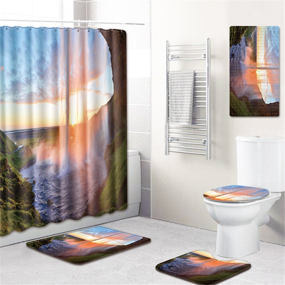 Vloermat badmat toiletmat voetmat badmat waterdicht douchegordijn badmat vijfdelig tapijt: W180716-d003 / 180 4518075cm