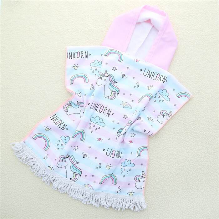 Kinderen Cartoon Microfiber Bad Badcape Badjas Eenhoorn Roze Vogel Meisje Jongen Kind Badhanddoek Badjas Wearable Handdoek: unicorn
