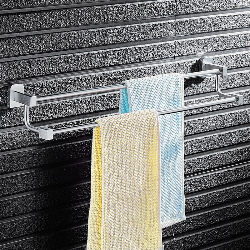 Porte-serviettes Double en aluminium | Porte-serviettes de toilette, porte-serviettes mural, accessoires de salle de bain, porte-serviettes, étagère de rangement