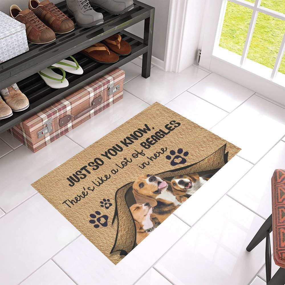 CLOOCL The Humans Just Live Here Wius Siberian Husky Doormat Decor Non-Slip Doormat Absorbent Carpet Bedroom Porch Welcome Mat
