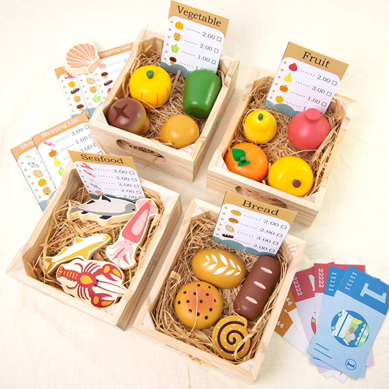 Juego de cortar juguetes de comida, juguetes de cocina para niños, juego de accesorios de comida de madera, comida de imitación, fruta, verdura, juguetes educativos cognitivos: Caqui