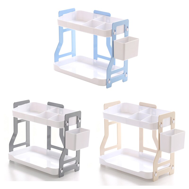Multifunction Double Layers Stationery Organizer ABS Bookshelf With Pen Holder Desk Storage Rack Box Home Office Supplies