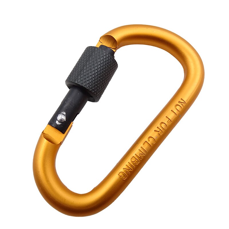 Karabijnhaak clip aluminium karabijnhaak multitool survival klimmen karabijnhaak sleutelhanger sleutel d-vorm schroefslot fleshaak hangend: Goud