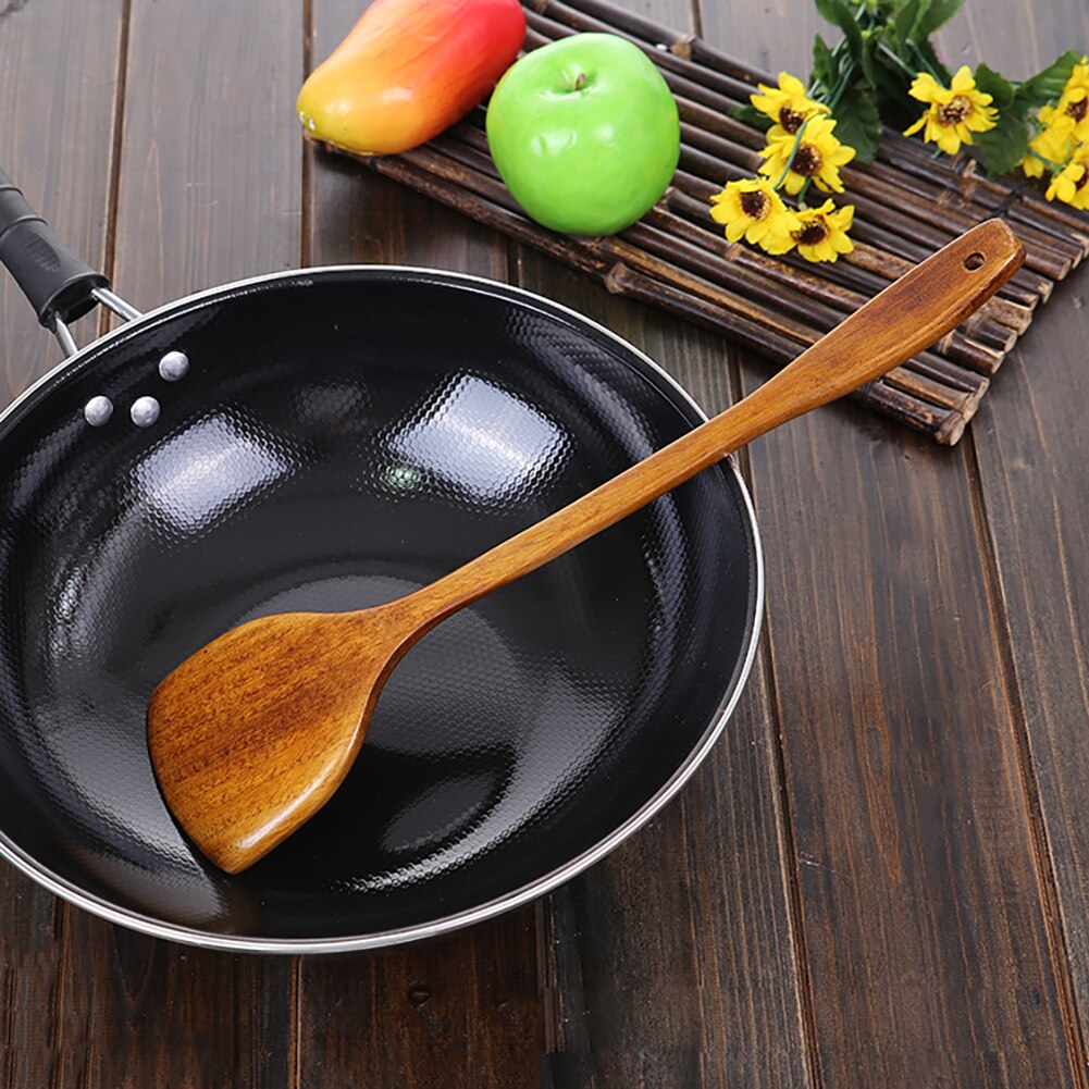 39cm Long Handle Restaurant Cooking Practical Frying Durable Hanging Non Stick Kitchen Utensils Home Wooden Spatula