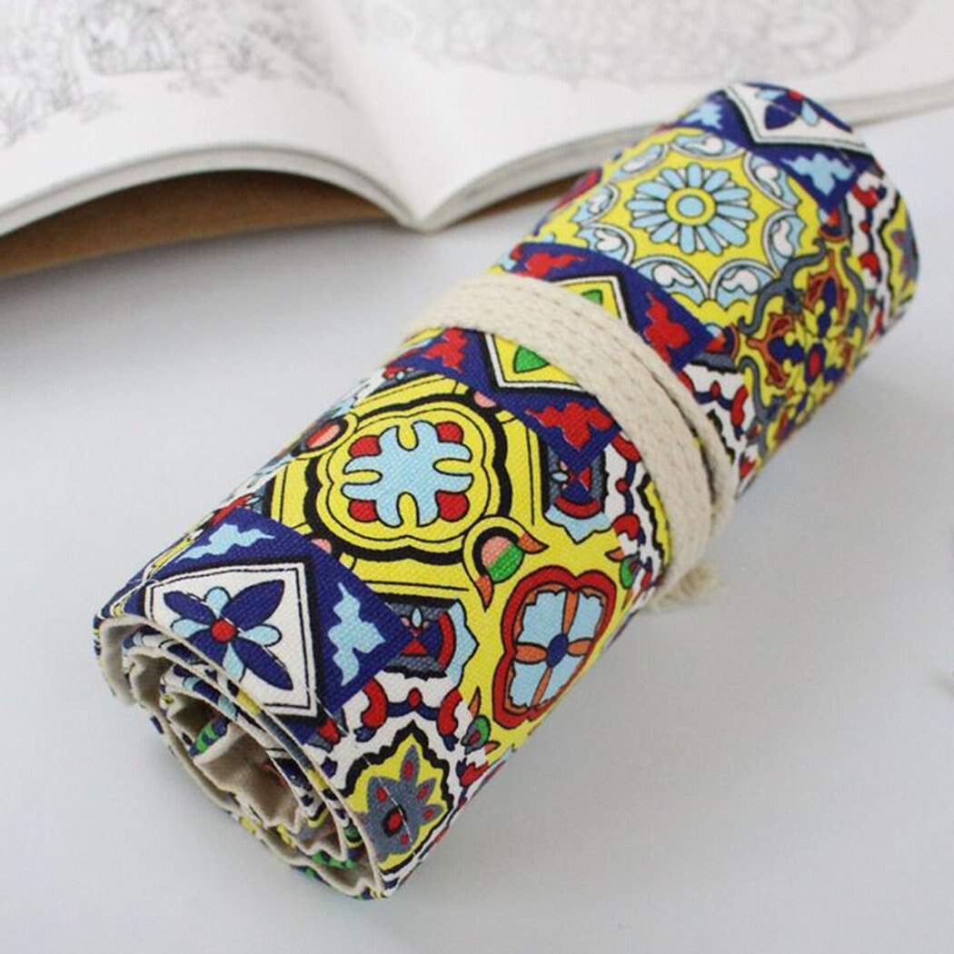36/48/72 /12 hullers canvas wrap roll up blyantpose pennetui holder opbevaringstaske skriveartikler: 48 huller middelhavet