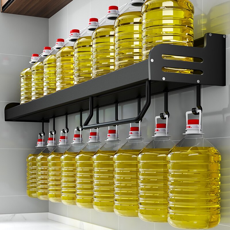 Kichen Wall-mounted Storage Shelf Spice Racks Multifunctional Punch-free Kitchen Shelf Aluminum Save-space Kichen Organizer Rack