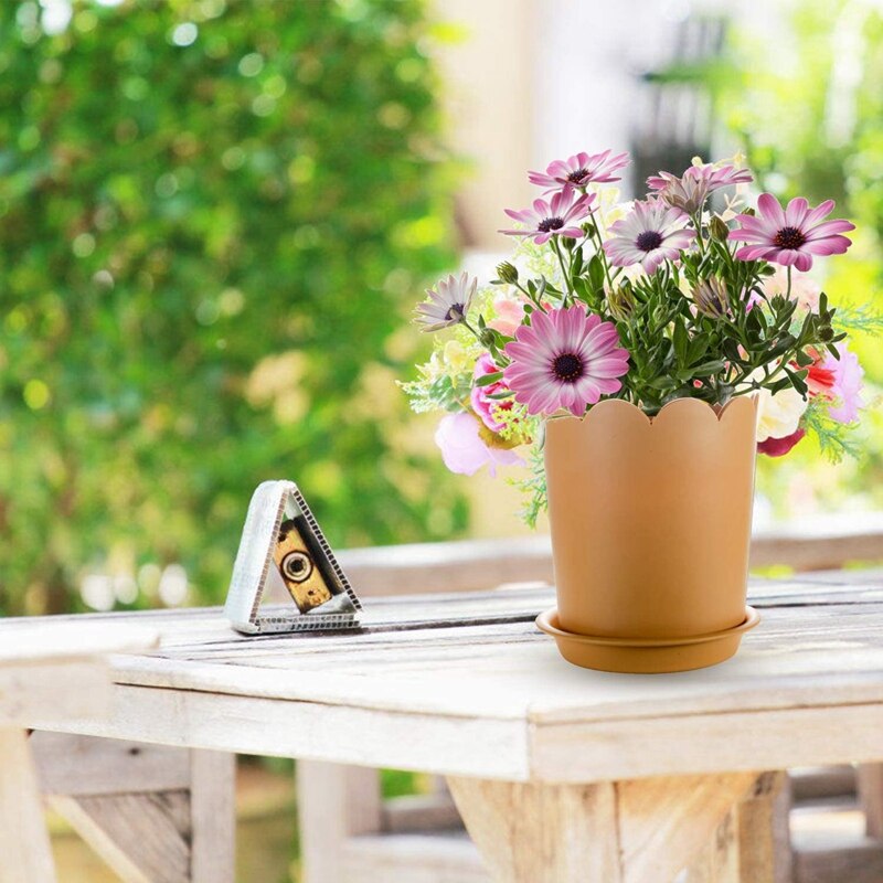 Beau-plant pot 5.5 inch 5- pack plastic bloempot met drainagegat en schaal, diepe plantenbak voor moderne decoratie