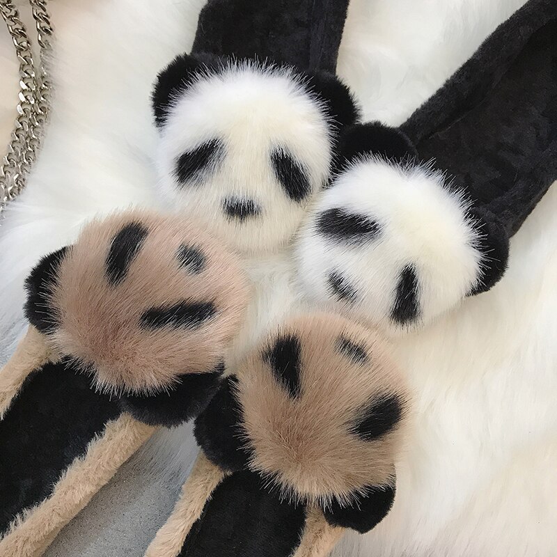 Plus size 35-43 fuskepels kvinner loafers panda plysj slip on flate sko kvinne båtsko leiligheter dyrepels varm damesko 6865