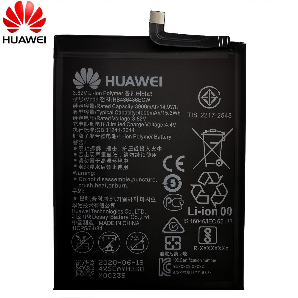 Hua Wei Replacement Phone Battery HB436486ECW 3900mAh for Huawei Mate 10 / 10 Pro Mate 20 P20 Pro Honor V20 Original Batteries