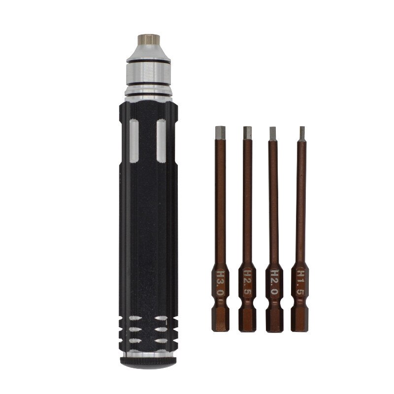 Kit de herramientas de destornillador hexagonal para helicóptero RC 1,5mm, 2,0mm, 2,5mm, 3,0mm Juego de destornilladores de tornillo 4 Uds Kit de herramientas de Mango antideslizante Top: red