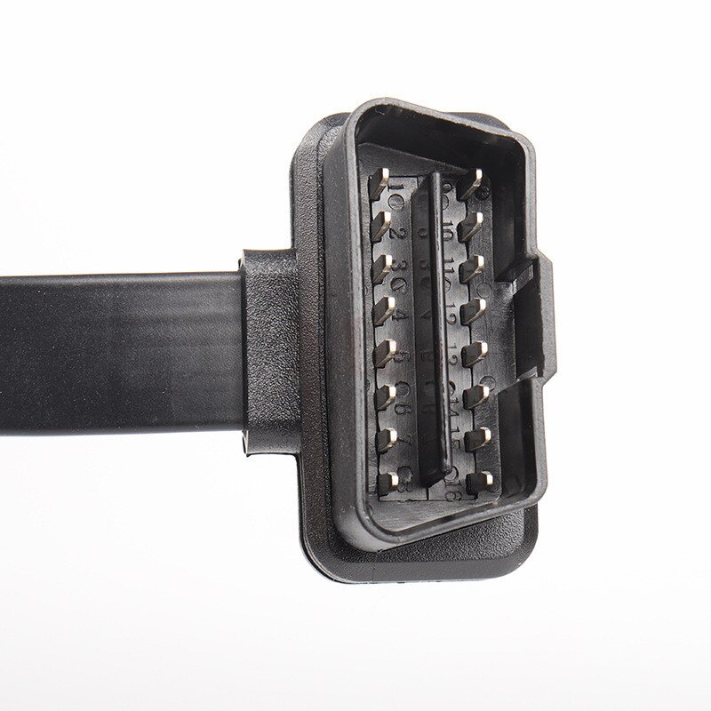 Conector de escáner de diagnóstico, accesorio plano y delgado como fideos OBD2 OBDII OBD 16Pin ELM327 macho a hembra, Cable de extensión de codo