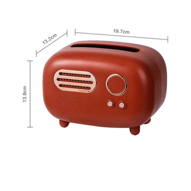 Modelo de mesa de Radio de papel de escritorio, servilleta Retro antideslizante, para el hogar, dispensador de decoración, caja para manualidades, toallitas con forma: Rojo