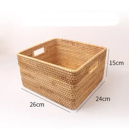 Vietnam Bamboo Woven Basket Box Minimalist Home Rattan Storage Basket Rectangular Woven Sundries Sorting Clothing Storage Box: Clear