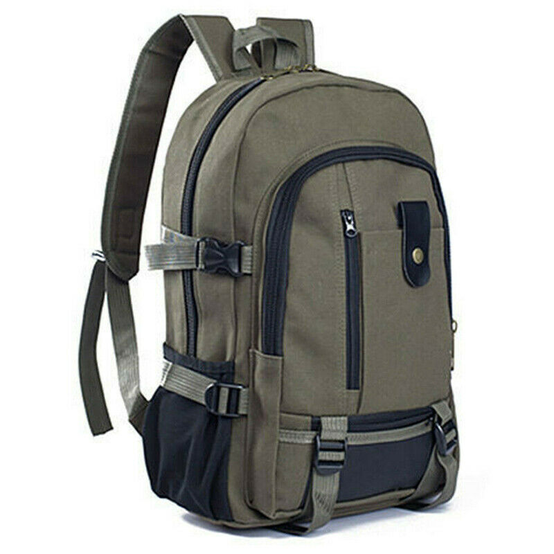 Mænds vintage lærred rygsæk rejse rygsæk udendørs camping vandreture sport skoletaske skoletaske bogtaske: Grøn