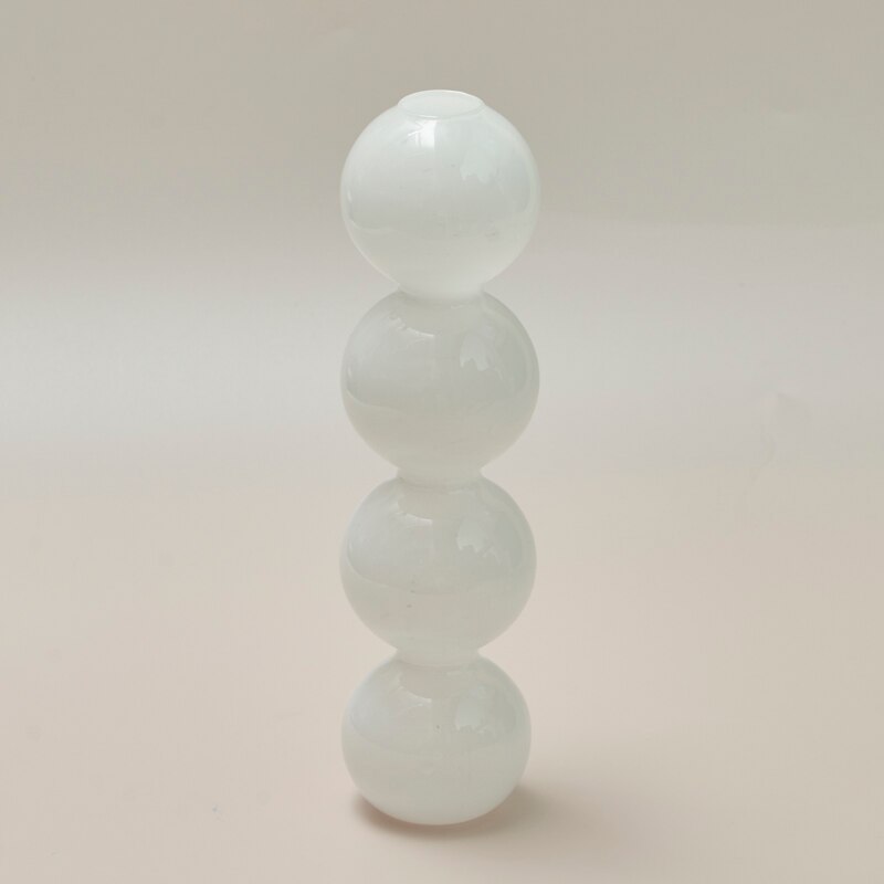 Vase à bulles de couleur Jade, petit support de fleurs, vases en verre, accessoires de décoration pour la maison pour le salon: White L