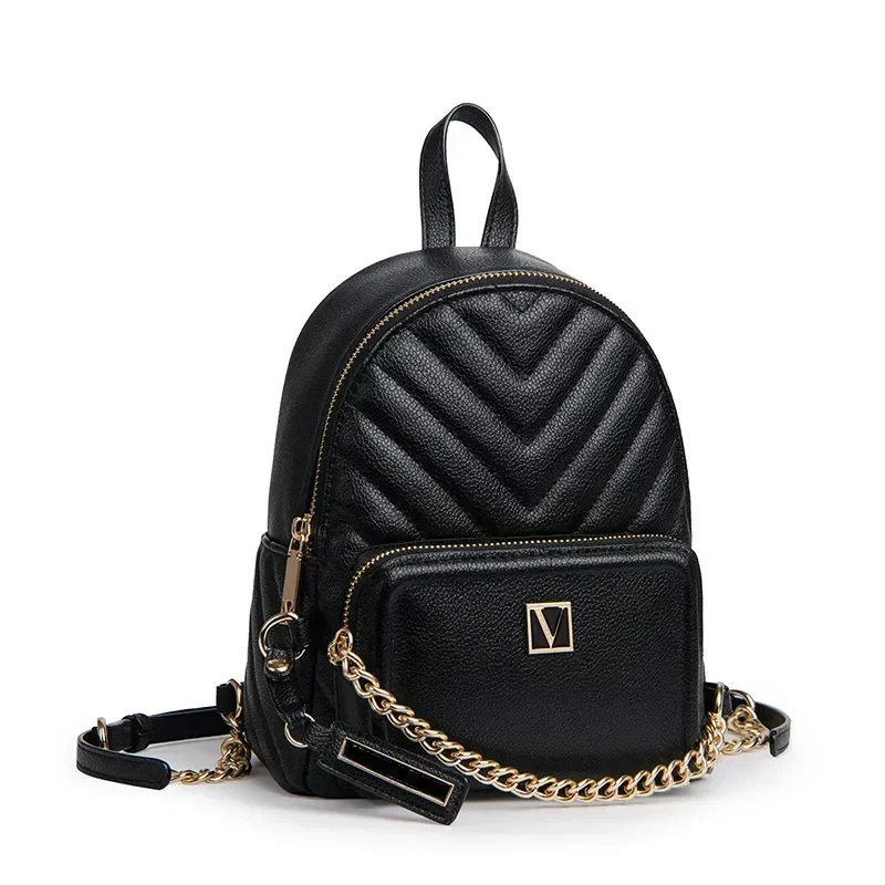 Mochila para mujer y niña, bolso de hombro pequeño para viaje y escuela, mochila de cuero PU: Negro