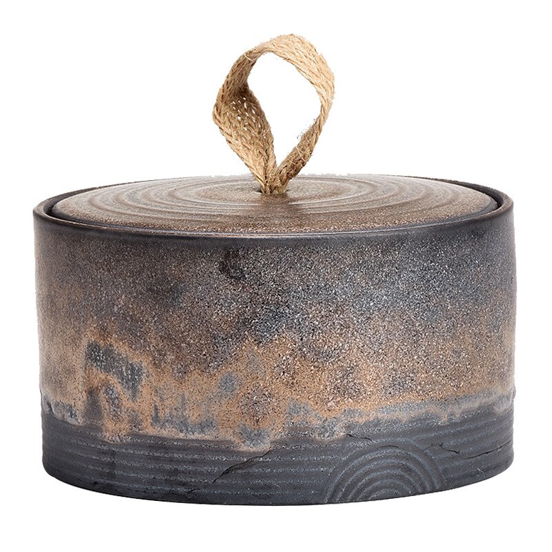 Pu Feng Tea Jar Ceramic Storage Jar Japanese Style Coarse Pottery Tea Container Retro Sealed Tea Warehouse Tea Tins Tea Box