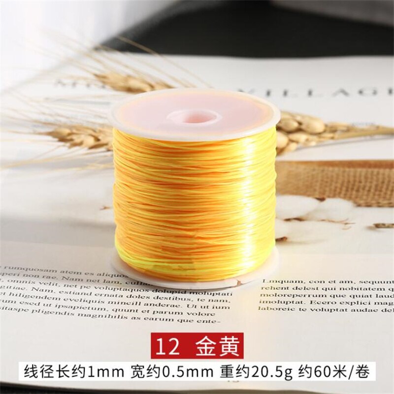 60M/Roll Sterke Elastische Crystal Frezen Cord 1Mm Voor Armbanden Stretch Discussie String Ketting Diy Sieraden Maken cords Lijn: Gold Yellow