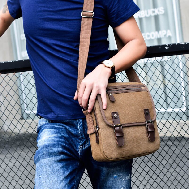 Retro Casual Office Travel Crossbody Bag Canvas College Student Messenger Bag Shoulder Bags