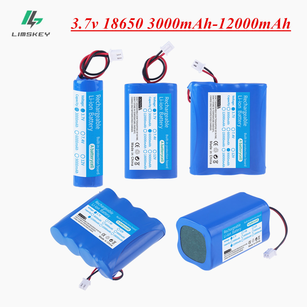 Lithium Batterij 3.7V 18650 Met XH2.54-2P Stekker 6000/9000/12000Mah Oplaadbare Batterij Voor Vissen Led Licht Bluetooth Speaker