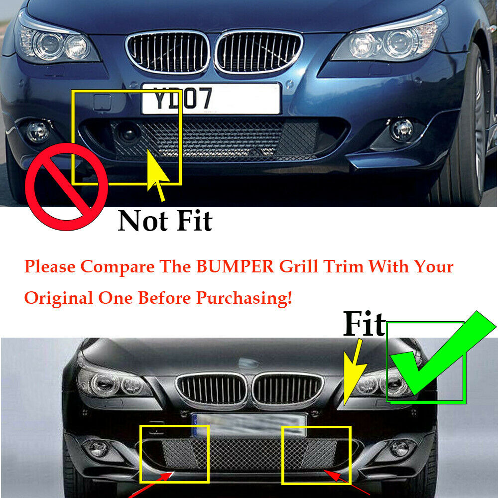 Een Paar Zwarte E60 E61 Auto Voorbumper Lagere Mesh Grill Plaat Trim Cover Voor Bmw E60 E61 M 51117897186 51117897184 Bumper Cover