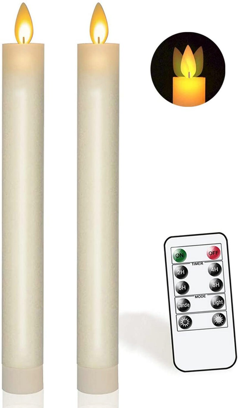 Fönster ljus rörlig dans veke flamlös led taper fjärrkontroll med timerfunktion batteridriven ljusstake bröllopsbord dekoration