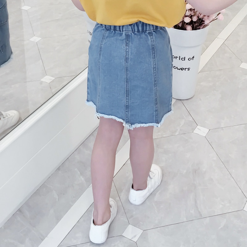 Casual Jean Skirts Summer Girls Children Denim Pencil Skirts For Girls Skinny Skirts Buttons Mini Skirts Girls Clothing