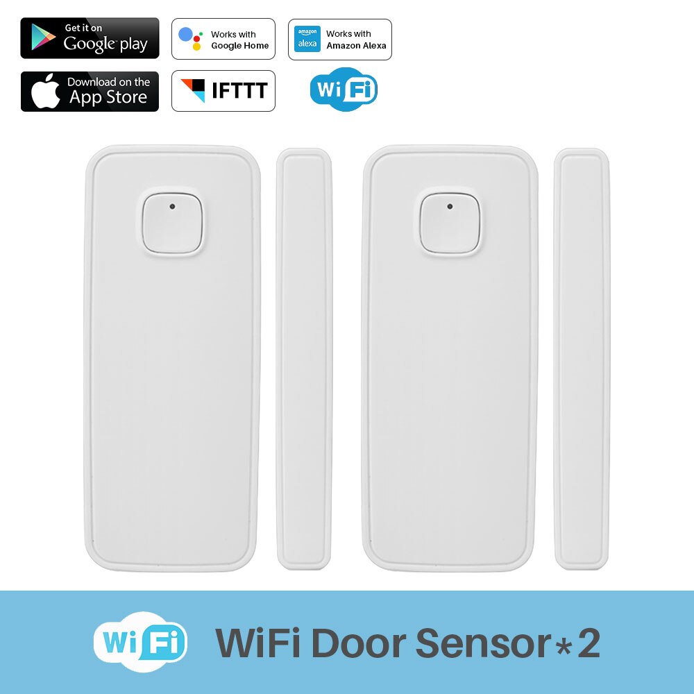 Sensor de Porta Janela De Alarme Inteligente Home Security Wi-fi inteligente PK Xiaomi Porta Sensor de Trabalho Com Alexa Google App Controle Tuya casa IFTTT: 2 Pcs