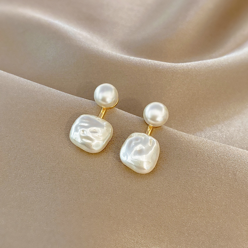 Pendientes colgantes de perlas grises para mujer, aretes elegantes franceses, joyería de de , accesorios de corazón Vintage para , , novedad de 2023: Cobalto violeta