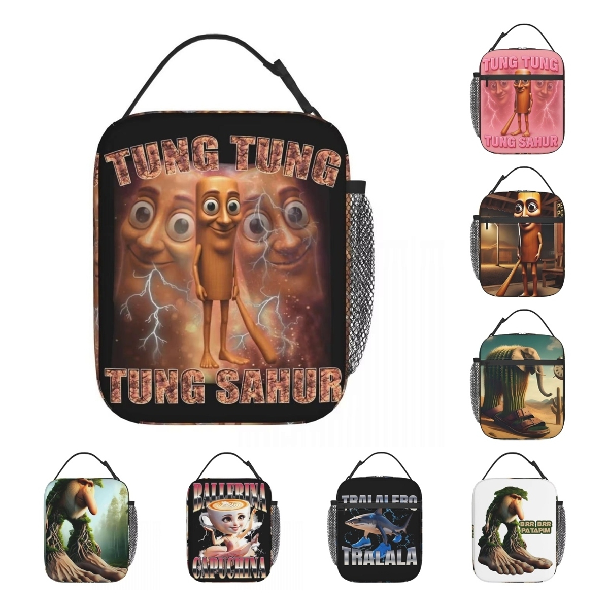 Tung Tung Tung Sahur Italian Brainrot Meme Insulated Lunch Bag Food Container Bags Portable Thermal Cooler Lunch Boxes