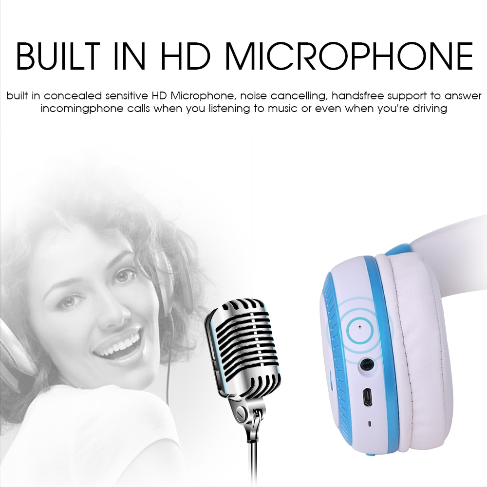 ZEALOT-auriculares inalámbricos B19 con Bluetooth, dispositivo de audio estéreo de graves, compatible con microSD, tarjeta AUX, micrófono de Radio