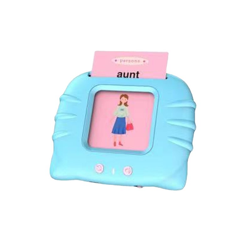 Portable Chinese-English Bilingual Learning Baby Early Education Machine with Sound 112pcs Cognitive Cards Educational Toys: Blue English