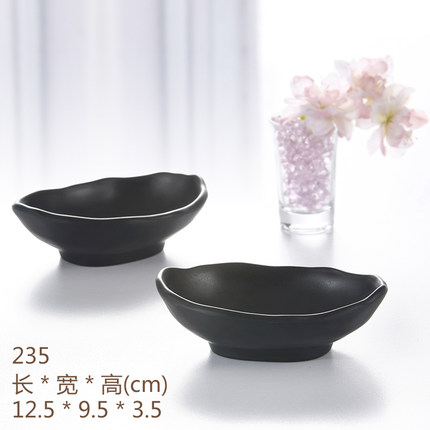 Hoogwaardige melamine zwarte matte plastic dipsaus schotel van mosterd olie azijn schotel servies in Japan en Zuid korea